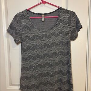 LuLaRoe Black and Gray Geometric Short Sleeve Top